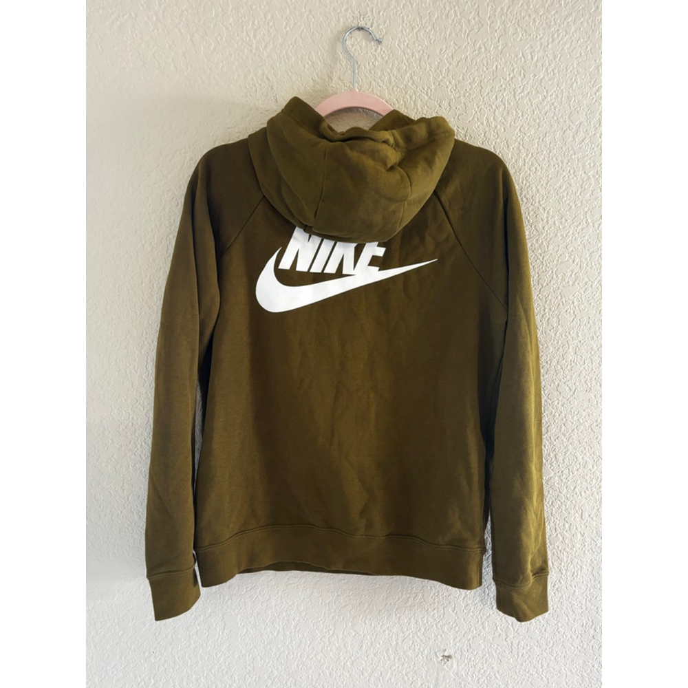 Women's Nike Olive Green White Logo Quarter-Zip Hoodie Size S - Picture 4 of 5